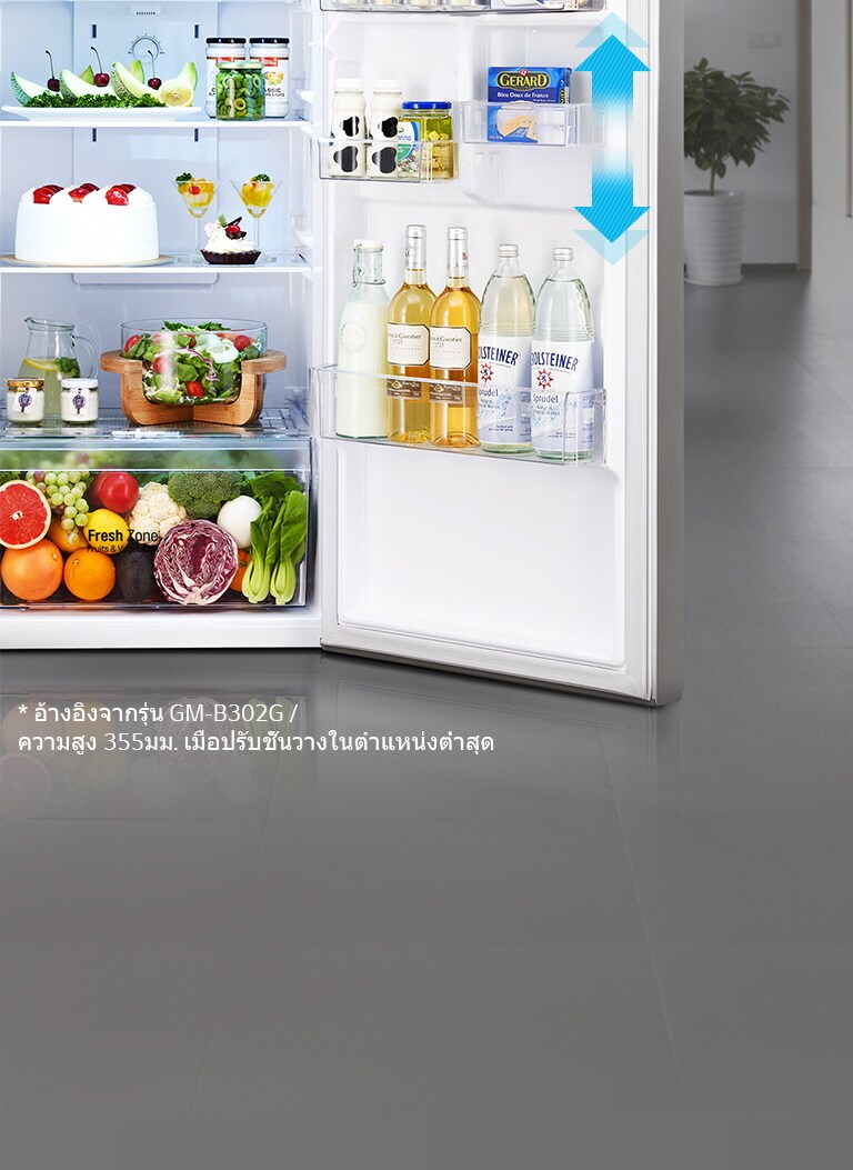 ชั้นวางบริเวณประตูปรับระดับความสูงได้